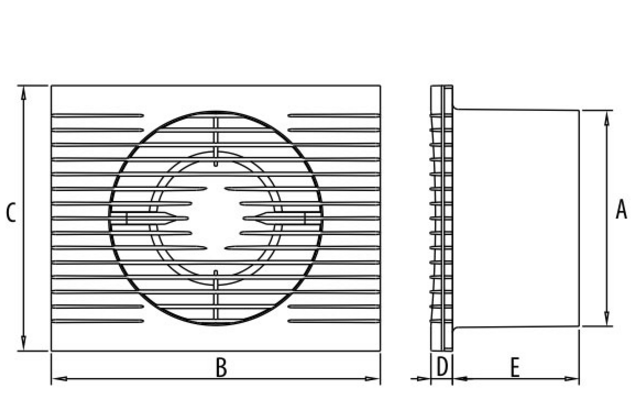 Габаритные размеры Осевой вентилятор Dospel STYL II 120 S 007-1131A