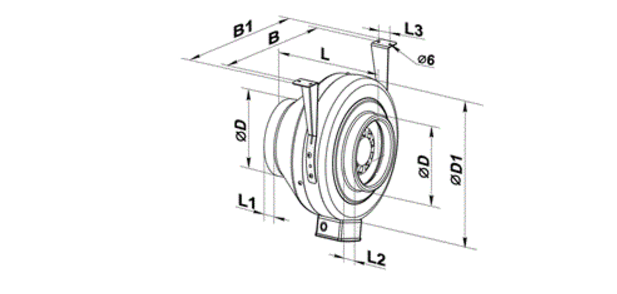 Габаритные размеры канального вентилятора ВКМц 150
